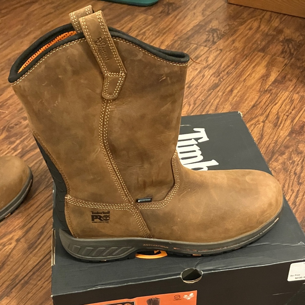 Timberland PRO Men's Tan Pull-On Steel Toe Waterproof Boots - Picture 5 of 8
